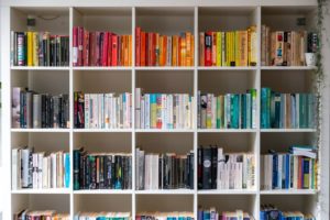 shelf filled with colorful books