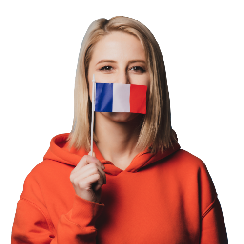 girl holding french flag