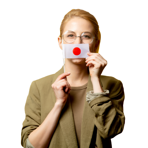 girl holding flag of japan