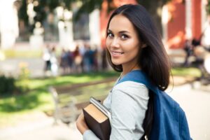 girl on college campus