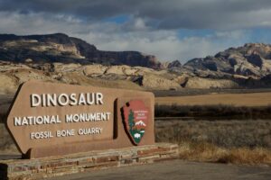 dinosaur national monument sign in vernal utah