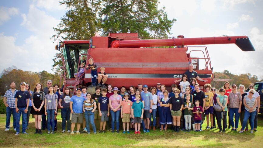 Well-Trained Mind students and faculty at the fall fiber festival.