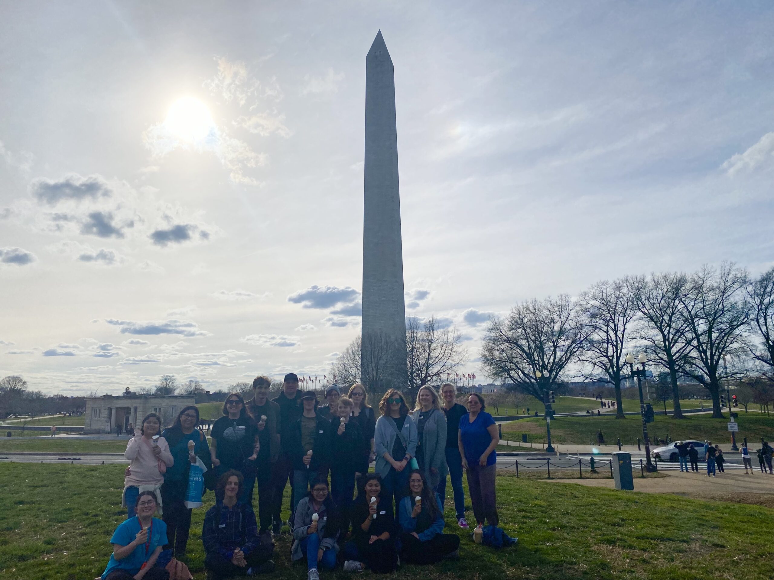 During WTMA in Washington, D.C. day students visited several sites in the D.C. area and posed in front of the Washington Monument.