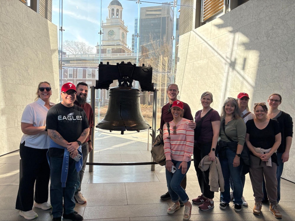 WTMA staff at the Liberty Bell during WTMA Spring Break 2026