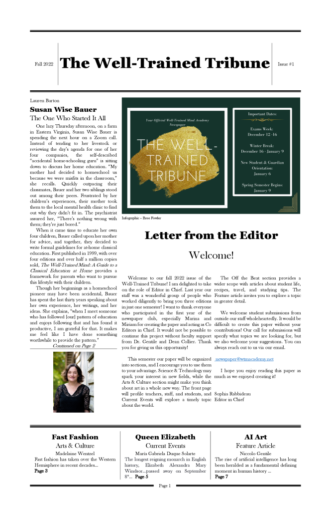 Issue-1.-Fall-2022.-TheWellTrainedTribune